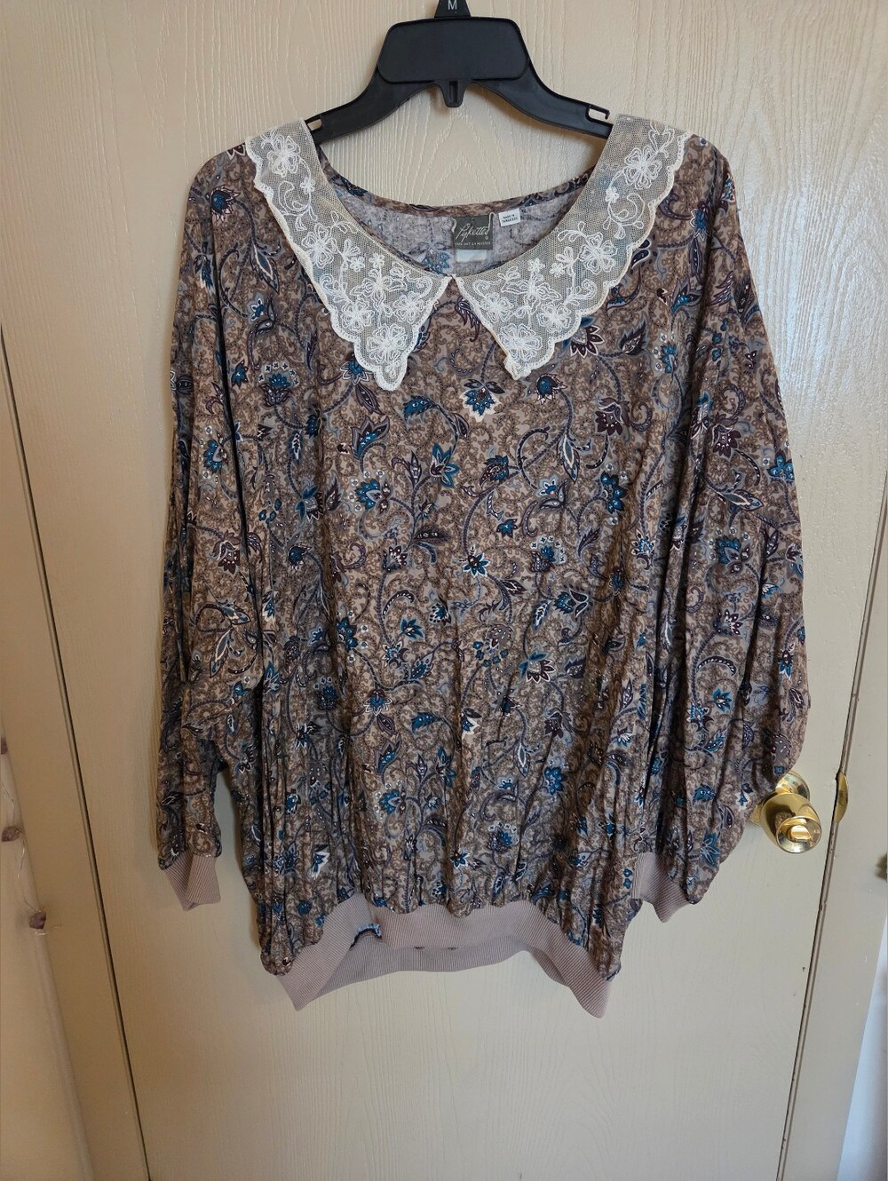 Pykettes Vintage Paisley Cottagecore Long Sleeve Blouse Womens Size 2XL